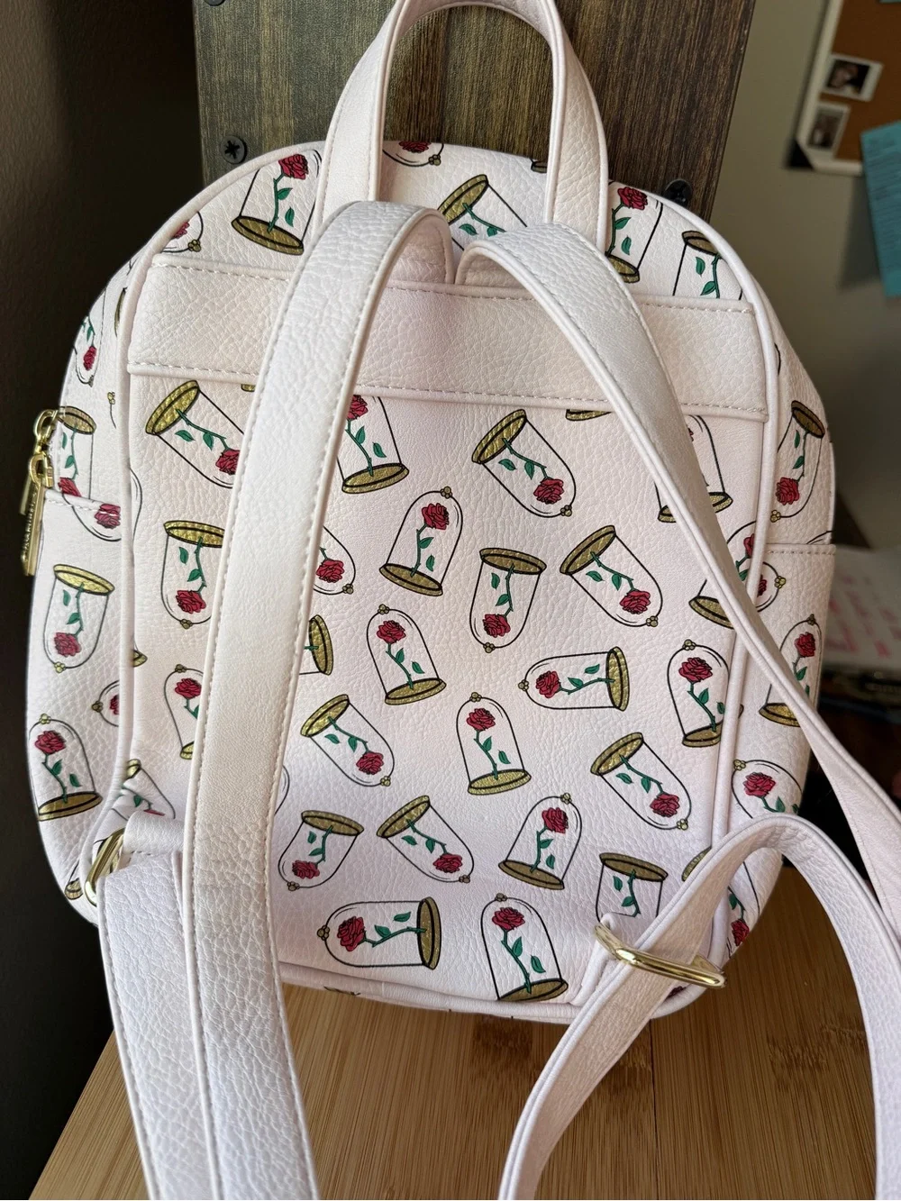 Disney Loungefly Pink Beauty and the Beast Rose Dome Mini Backpack